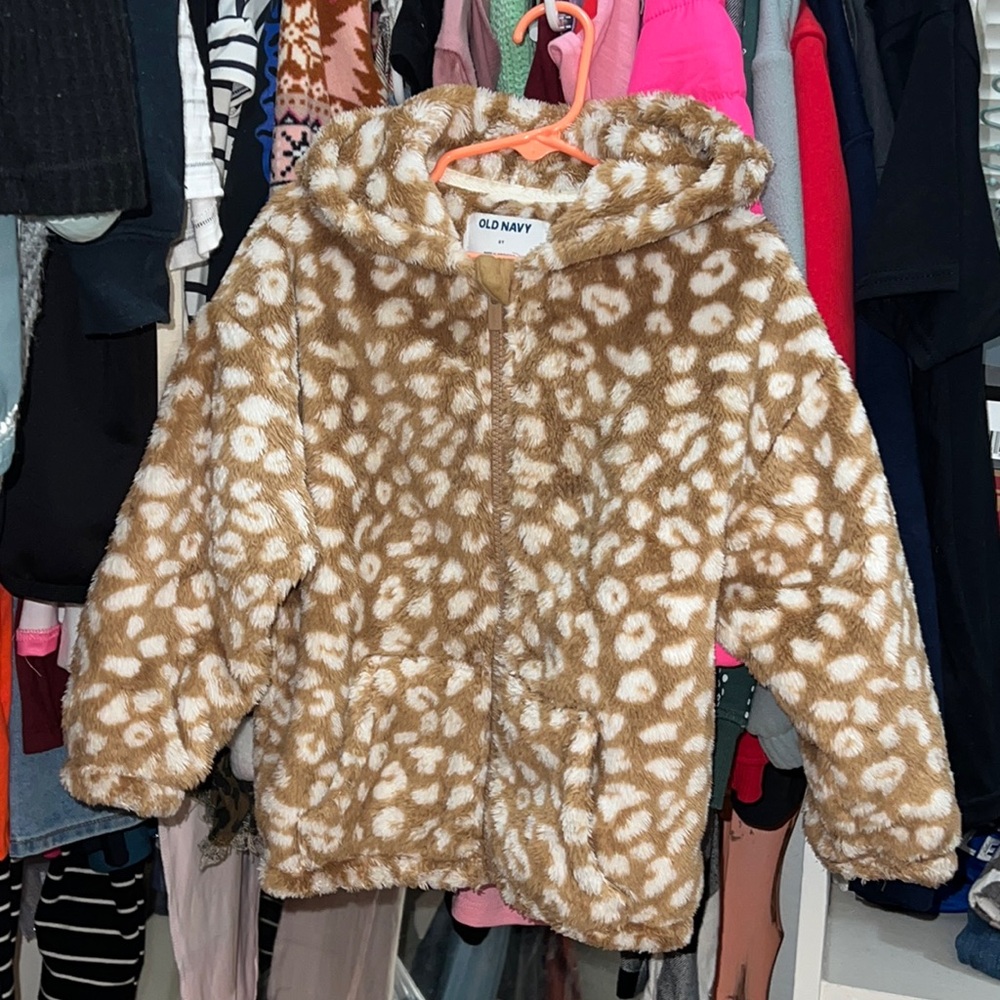 Leopard Print 5T Old Navy/Little Girls/Youth Outerwear/Soft Jacket/Coat/Soft